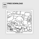 Free PDF and JPG files - coloring page - dog with a planner.