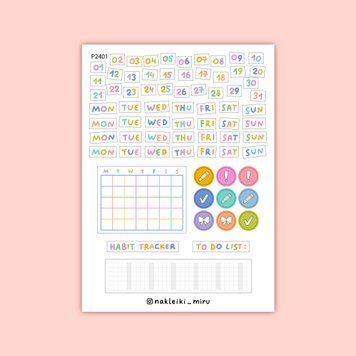 Stickers for planning - month in color